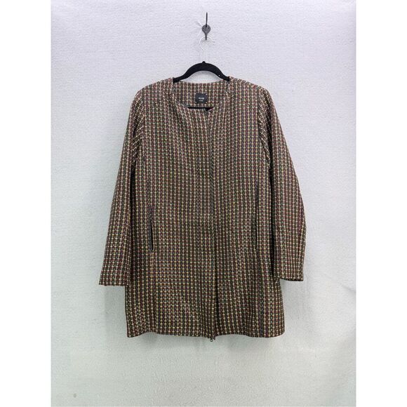 Alysi Womens Multicolor Tweed Houndstooth Full Zip Wool Jacket Blazer Size 4 - Picture 9 of 9